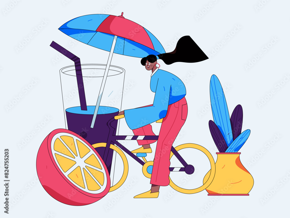 Fototapeta premium 24 Solar Terms, Great Heat Characters Flat Vector Concept Operation Hand Drawn Illustration