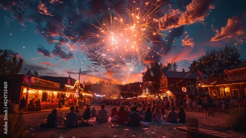 Small Town 4th of July Celebration with Fireworks © AI_Vision_Studio