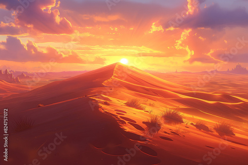 Sunset view over the desert