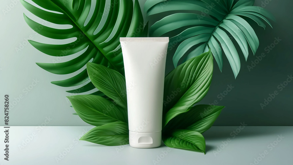 A contemporary and clean mockup of a blank plastic cosmetics container for cream or shampoo A contemporary and clean mockup of a blank plastic cosmetics container for cream or shampoo