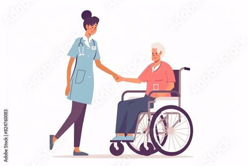 a woman in a wheelchair and a nurse