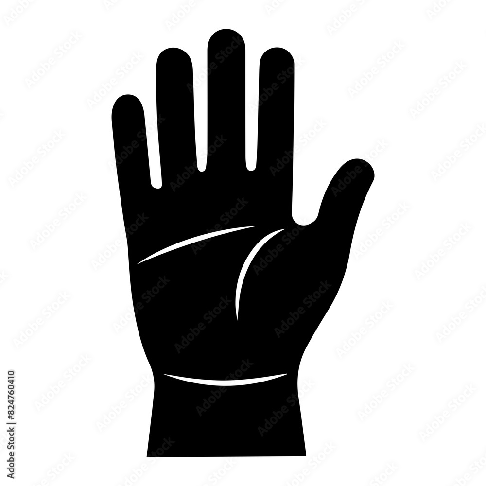 Vector illustration of a hand in black and white, showing palm lines and simple design. Vector illustration of a hand in black and white, showing palm lines and simple design.