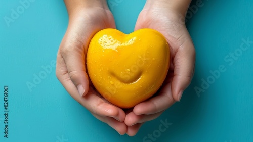 Person Holding Yellow Heart in Hands