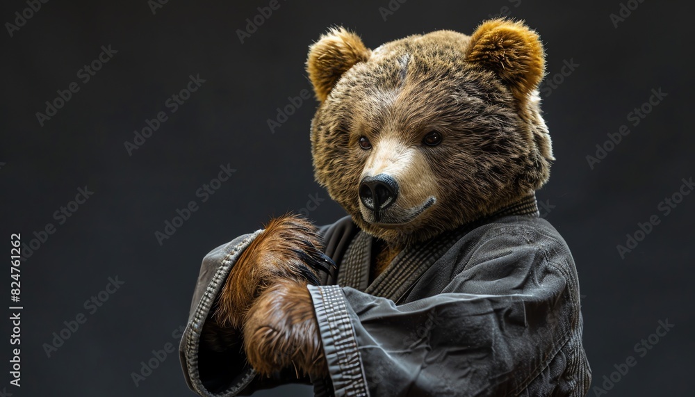 Obraz premium Bear in a martial arts uniform, ready to fight