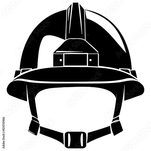 Black and white vector icon of a firefighter helmet, symbolizing safety and protection in firefighting.