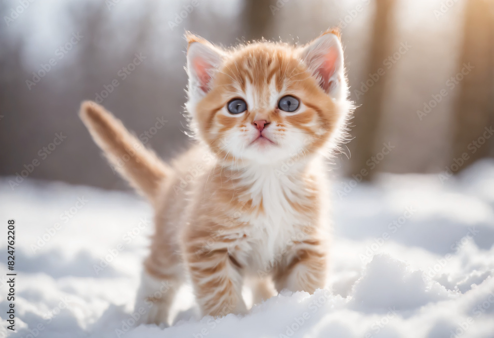 kitten on snow