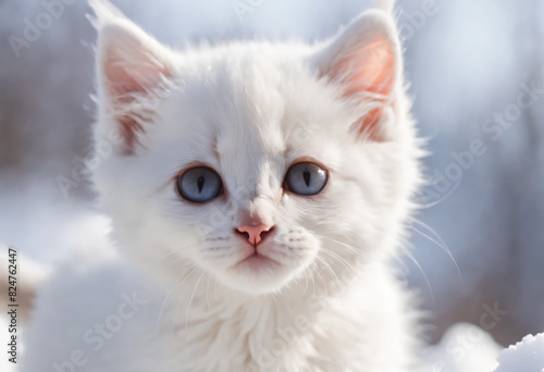 Obraz na płótnie kitten on snow w salonie