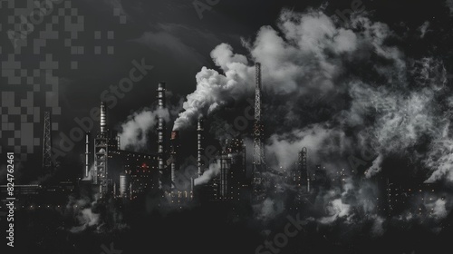 In this PNG, a factory releases smoke to the world, causing pollution outdoors.