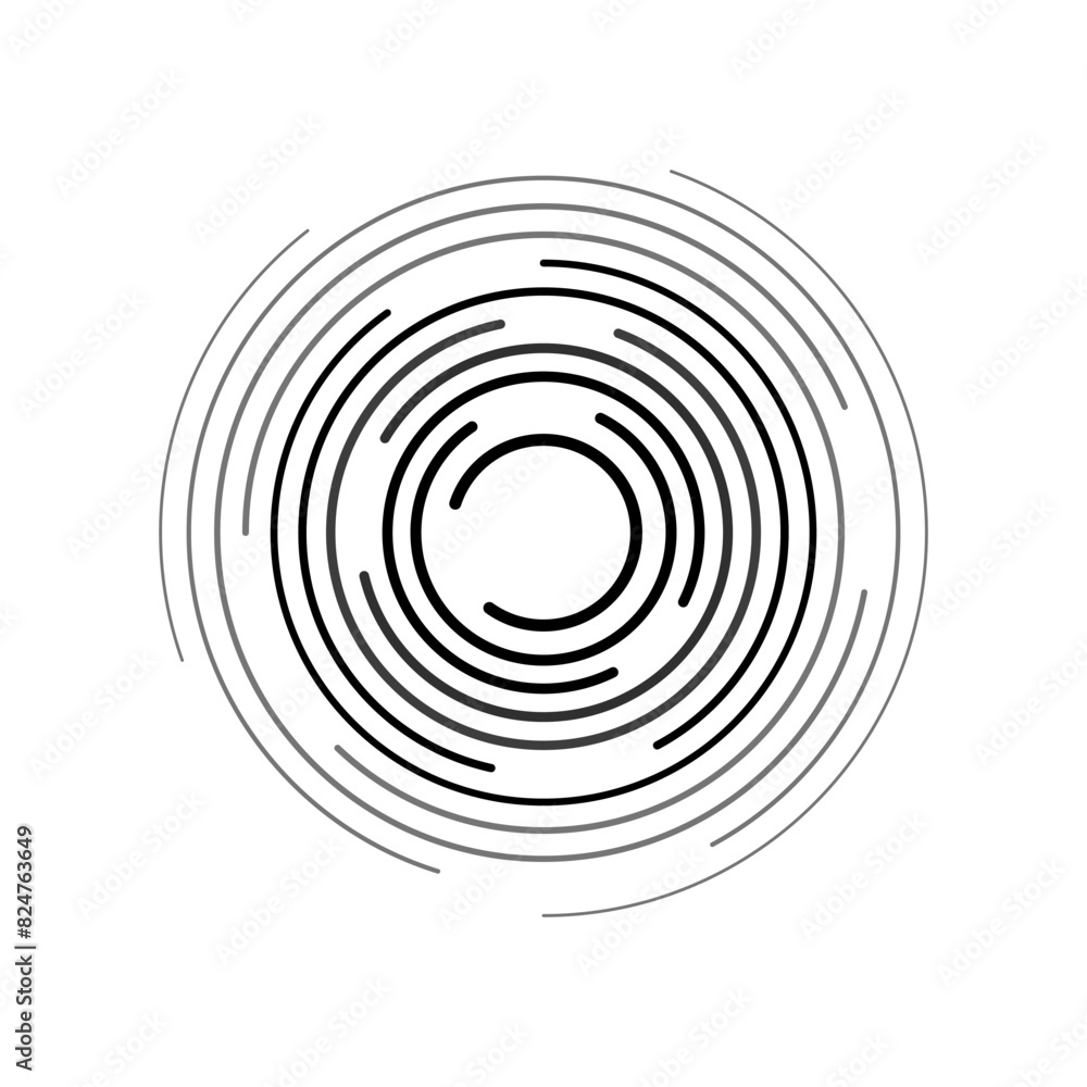 Concentric ripple circle with editable stroke vector icon. Radial signal, sonar wave, soundwave icon