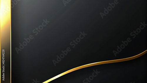 Black and gold abstract background with a flowing ribbon design