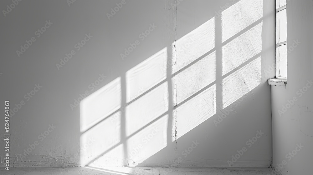 Fototapeta premium The aesthetics of window light shadows on a white minimal wall are very striking