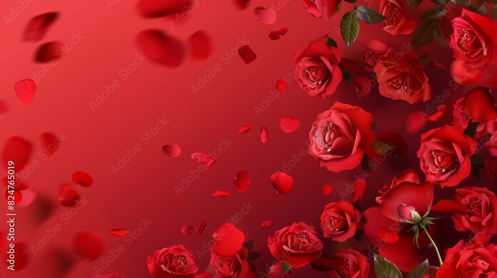 The design space has a red rose background with valentine's flower on it The design space has a red rose background with valentine's flower on it