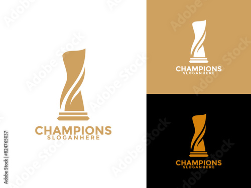 Trophy logo icon design template flat vector illustration, Award Winner logo design template