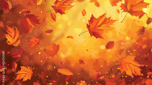 Realistic falling leaves. Autumn forest maple leaf in