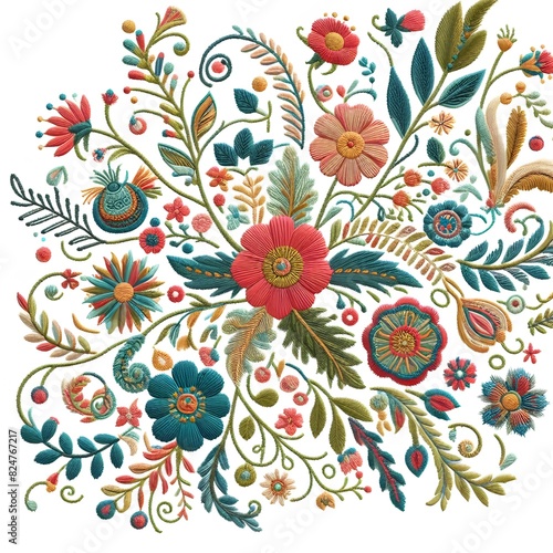 Elegant Floral Embroidery Design Delicate Blooms for DIY Projects  Microstock Image