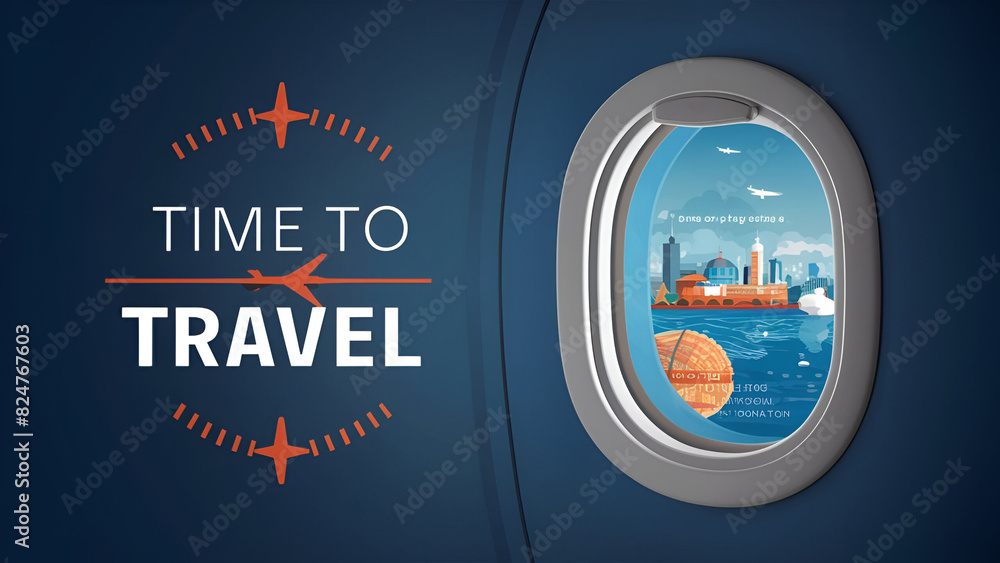 Travel time vector background design. Time to travel text with 3d ...