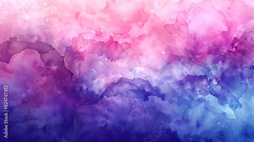 Close-up of a watercolor texture background with a mix of pastel and vibrant washes. The hand-painted look adds depth and an artistic touch to the image,