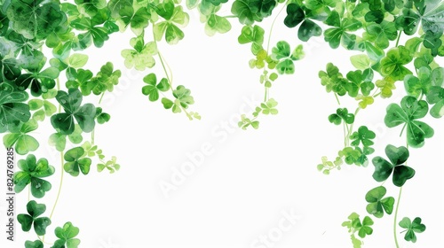 This is a green PNG Lucky clover square border pattern.