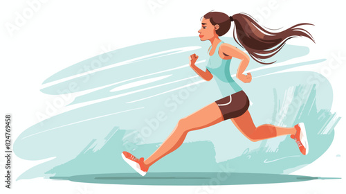 Running woman. Female athlete. Training young person
