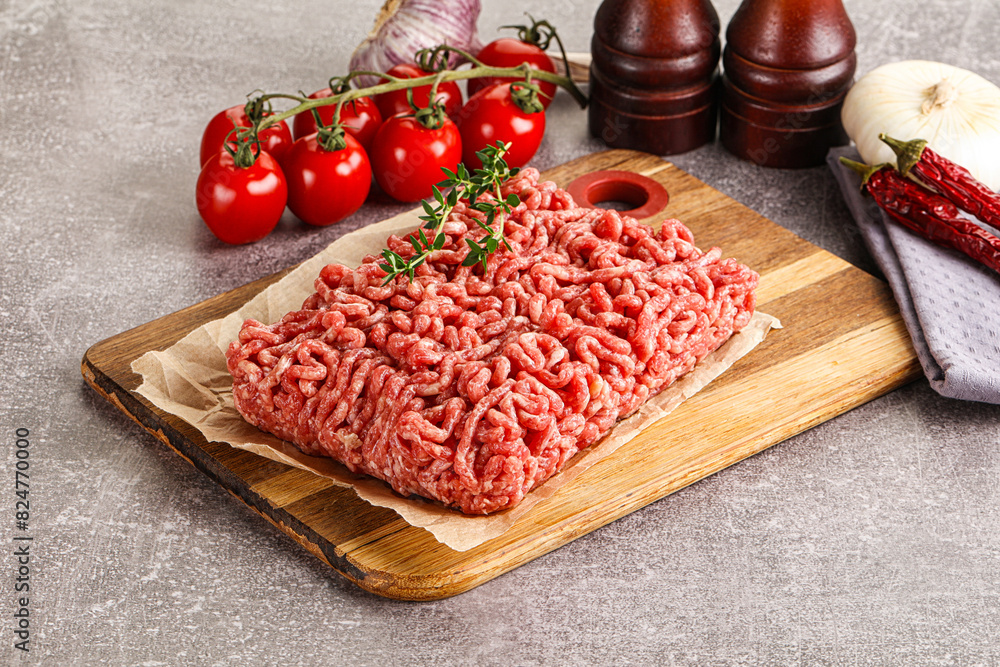 Raw minced beef uncooked meat Raw minced beef uncooked meat