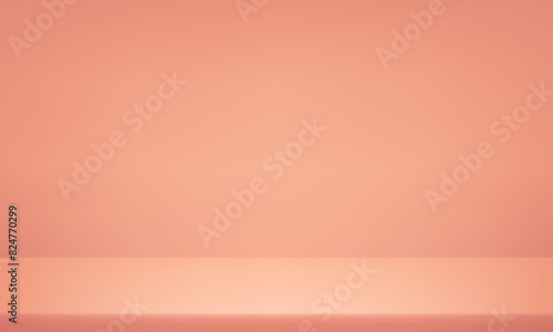 Peach background. Minimal 3d shelf. Room in the 3d. Space for selling products on the website. Business backdrop. Vector illustration.
