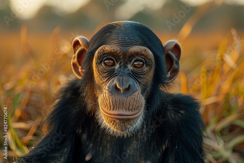 Illustration of portrait of a chimpanzee  high quality  high resolution