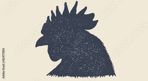 Chicken, poultry. Vintage logo, retro print, poster for Butchery meat shop, chicken or hen silhouette. Label template poultry, chicken. Vector Illustration
