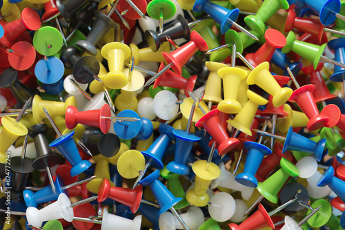 several assorted colors of plastic push pins