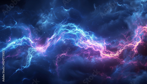 colorful, swirling galaxy of blue, pink, and purple lights