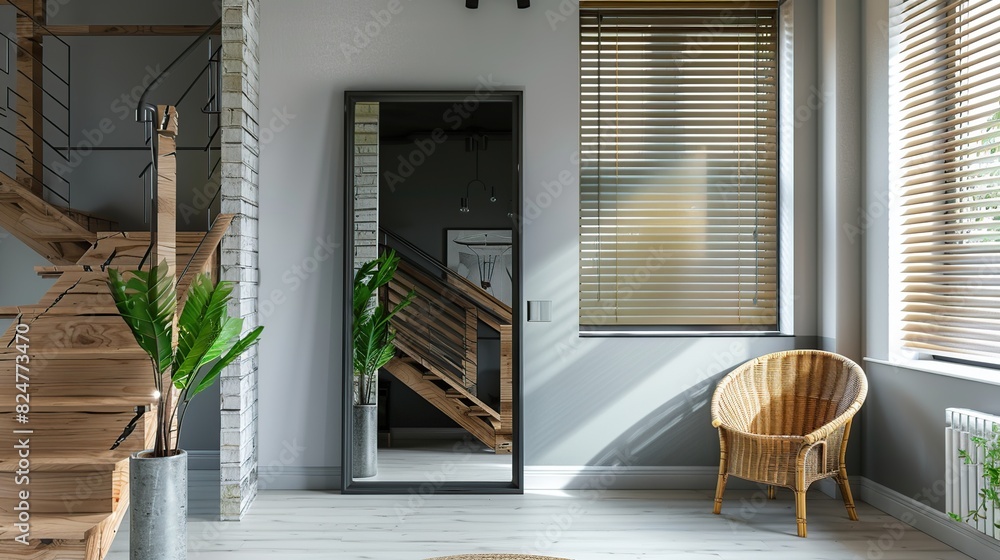 Interior design apartment house modern gray gold bronze marble contemporary nordic. Generative Ai