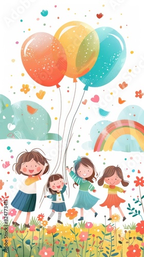 Children s Day balloon illustration