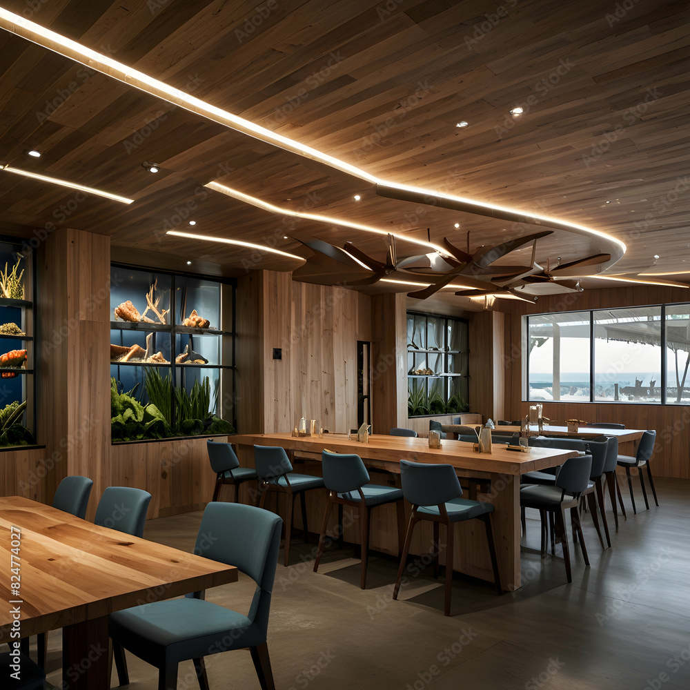 The design boasts a flowing, futuristic canopy held aloft by sturdy wooden posts and beams The design boasts a flowing, futuristic canopy held aloft by sturdy wooden posts and beams
