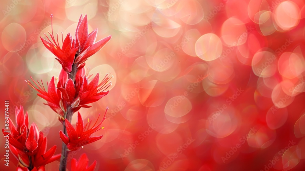 Background with red flowers, anigozanthos rampaging roy slaven, design space Background with red flowers, anigozanthos rampaging roy slaven, design space
