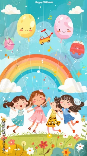 Children s Day balloon illustration