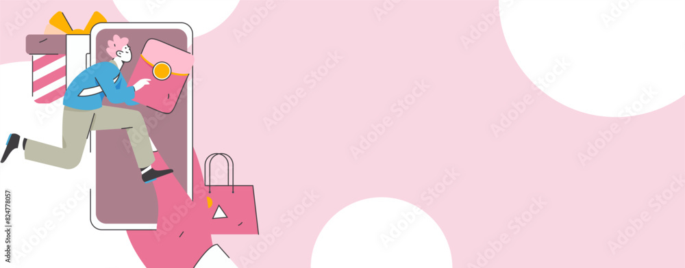 Holiday shopping people doing e-commerce online shopping flat vector concept operation hand drawn illustration
Holiday shopping people doing e-commerce online shopping flat vector concept operation hand drawn illustration