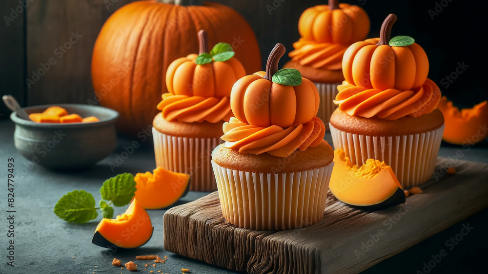 cupcakes with orange pumpkins cupcakes with orange pumpkins