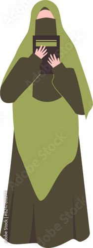Muslim woman reading book. Muslim student Illustration.