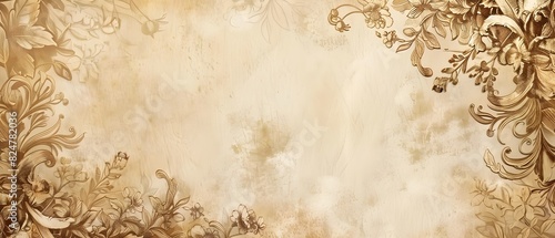 Vintage Inspired Easter Border with Floral Patterns and Botanical Elements for Customizable Content