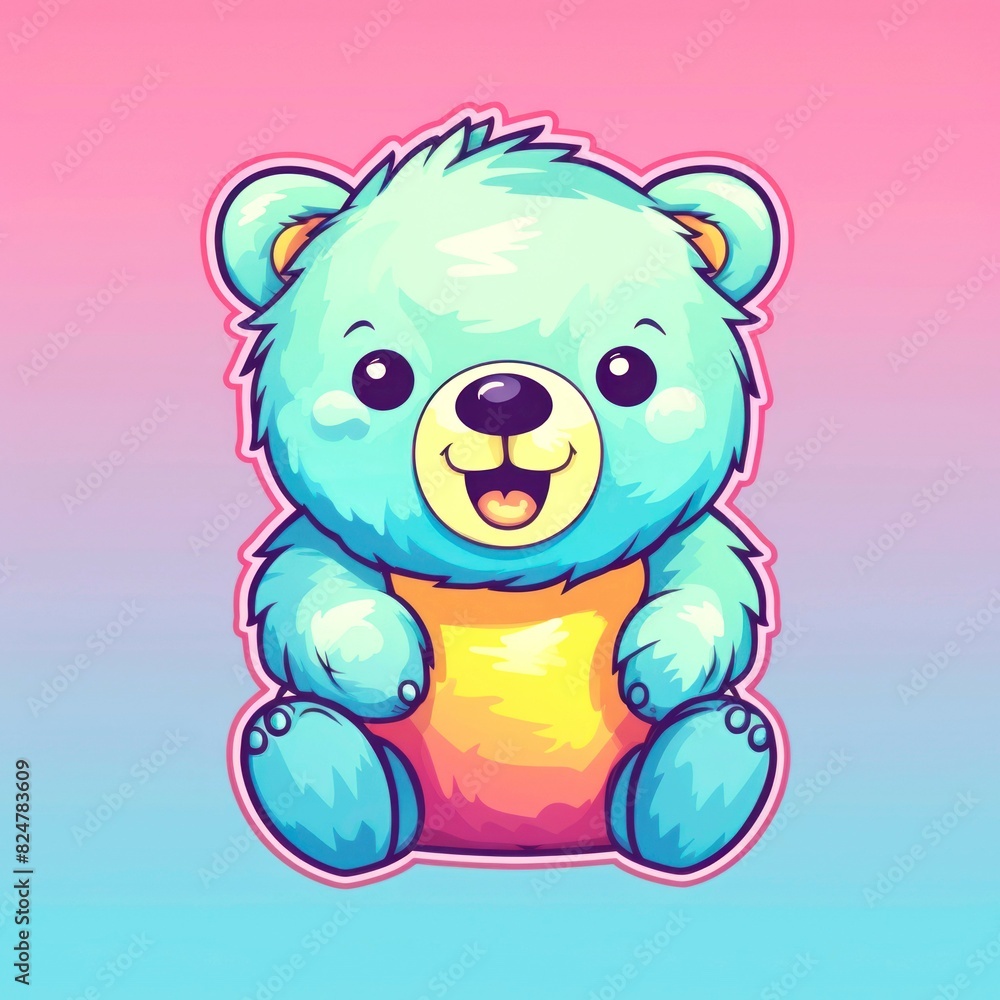 Fototapeta premium illustration art kawaii cartoon of bear