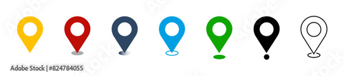 Obraz na płótnie Flat map dot icons in different colors and shapes set collection or location icons on white background vector w salonie
