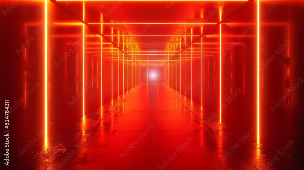 Digital technology red glowing neon corridor poster background Digital technology red glowing neon corridor poster background
