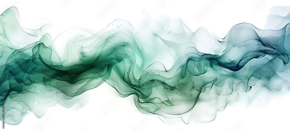 abstract green ink and water wash isolated on white background