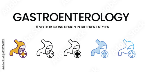 Gastroenterology  Icons different style vector stock illustration