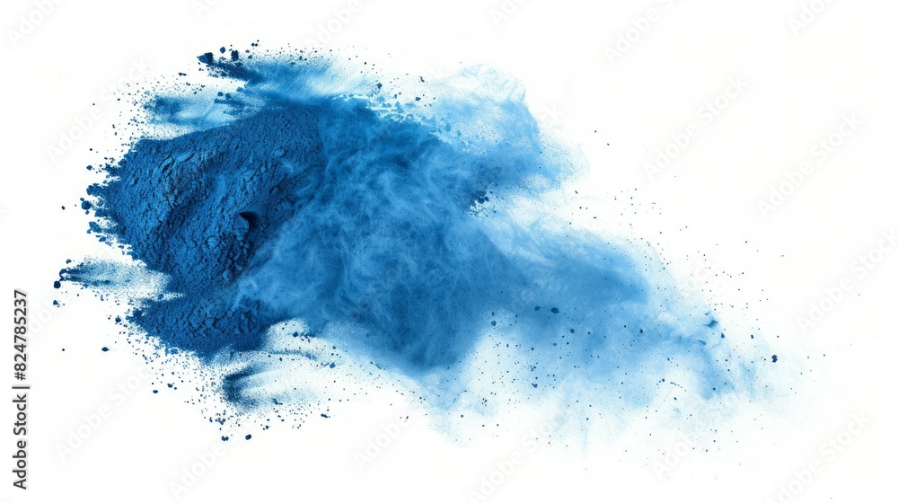 Blue tones powder explosion isolated on white