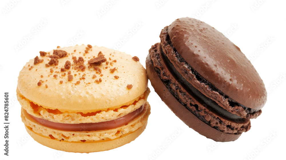 Two cookies are positioned side by side on a flat surface Two cookies are positioned side by side on a flat surface
