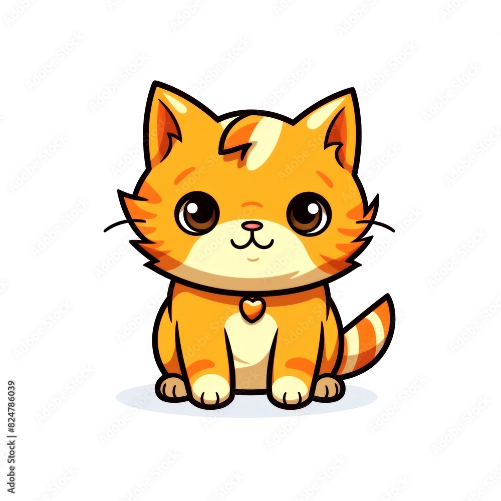 Fototapeta premium illustration art kawaii cartoon of cat isolated on white background