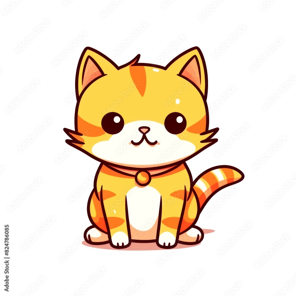 illustration art kawaii cartoon of cat isolated on white background illustration art kawaii cartoon of cat isolated on white background