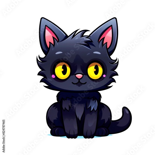 illustration art kawaii cartoon of cat  isolated on white background