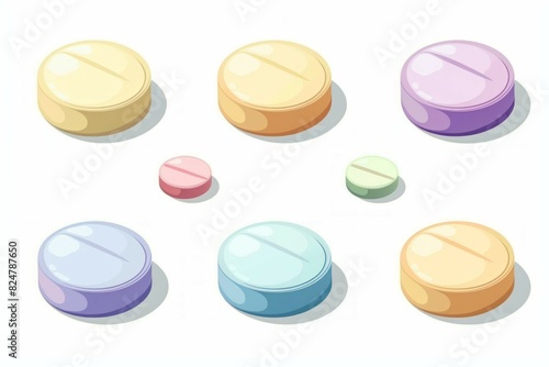  set of round circle pills in pastel colors