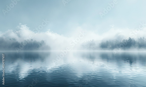 Design a soothing nature background with soft white cloud, generate AI © VinaAmeliaGRPHIC